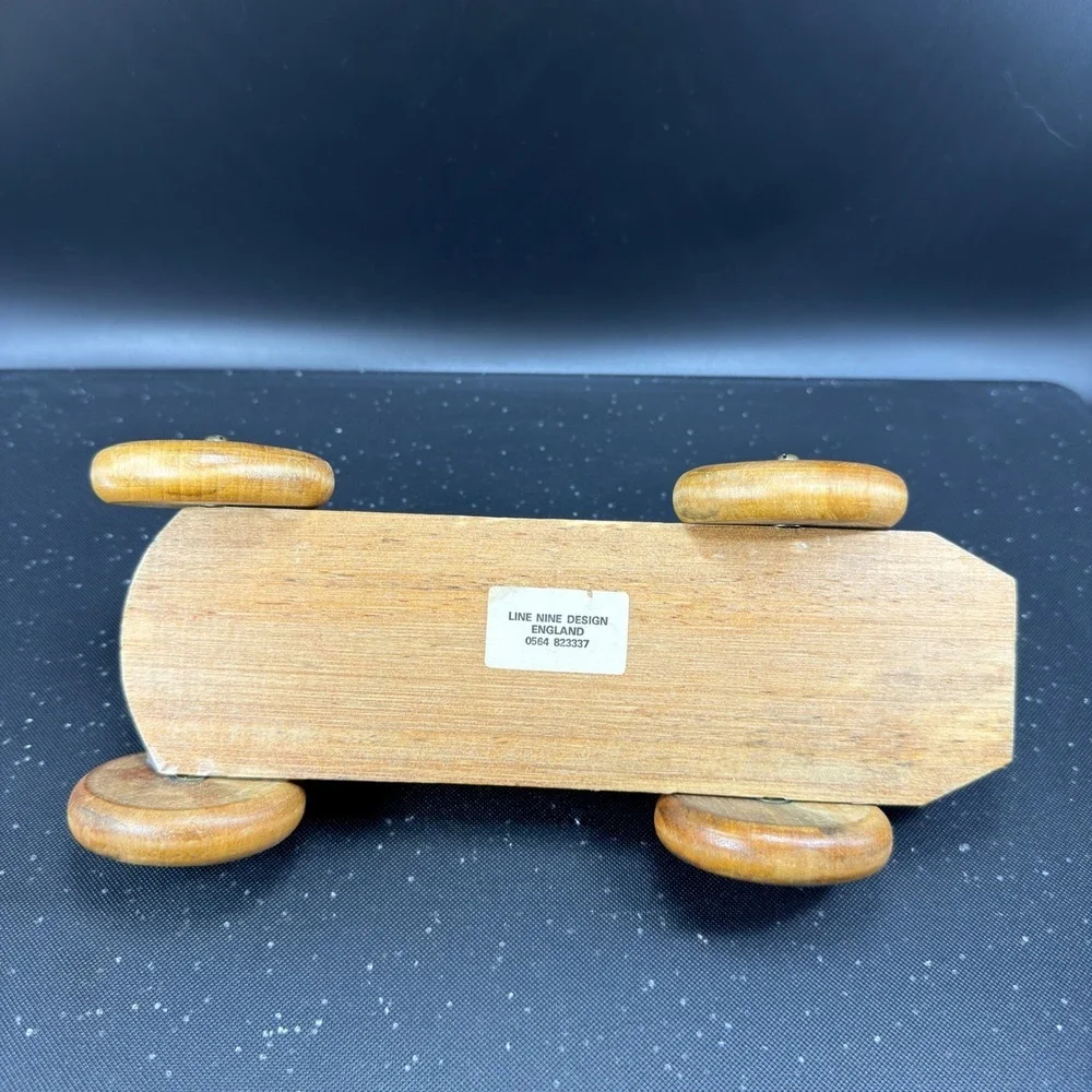 Line Nine Design England‎ Vintage Wooden Race Car Handcrafted Toy Decor 10 Inch